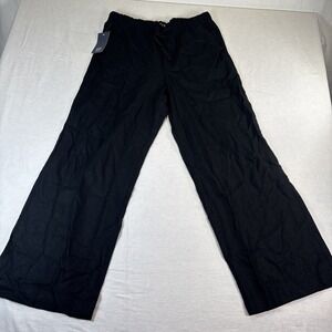 Gap Women's Pull-On Linen Blend Pant Wide Leg Black Size M
